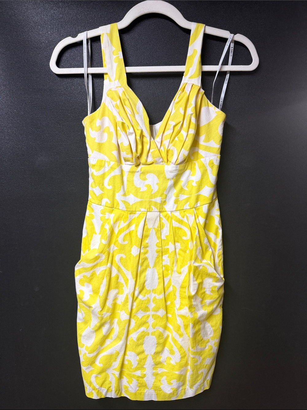 B Darlin Yellow & White Patterned Midi Dress